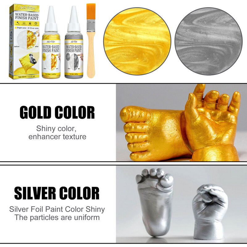 Pintura dorada a base de agua para manualidades, papel de aluminio dorado, yeso, resina, productos de madera para colorear, molde de mano, joyería