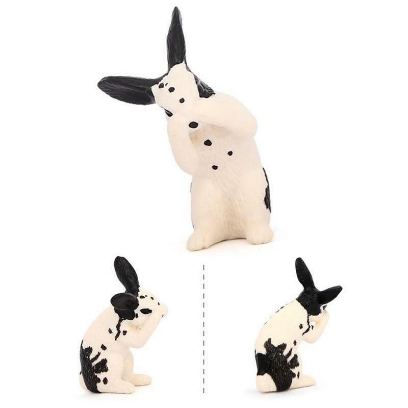 Easter Rabbit Toy Figure Mini Bunny Toy Figure Realistic Animal Toys 3D Playset Cake Decorations Birthday Party Supplies Cake