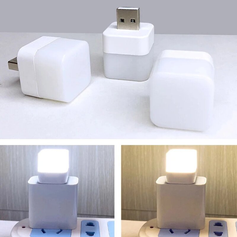Mini lámpara de enchufe USB de 5V y 1W, luz de libro de protección ocular superbrillante, carga de energía móvil, luz LED de noche pequeña, 1 piezas