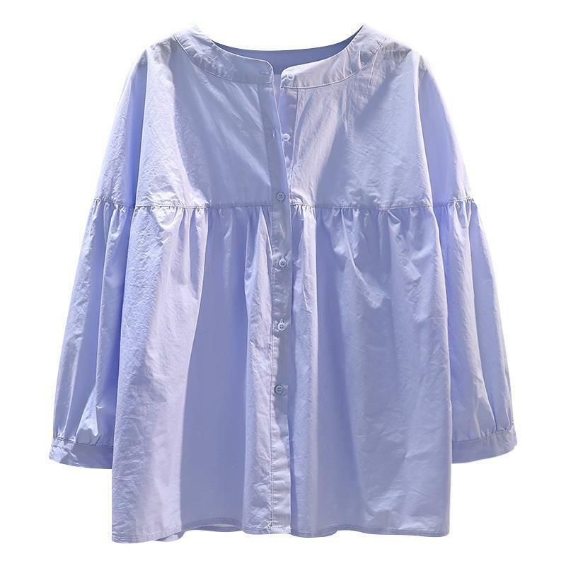 Camicia in puro cotone versione coreana da donna primavera/estate nuova camicia da donna alla moda e Versatile Cardigan temperamento Top