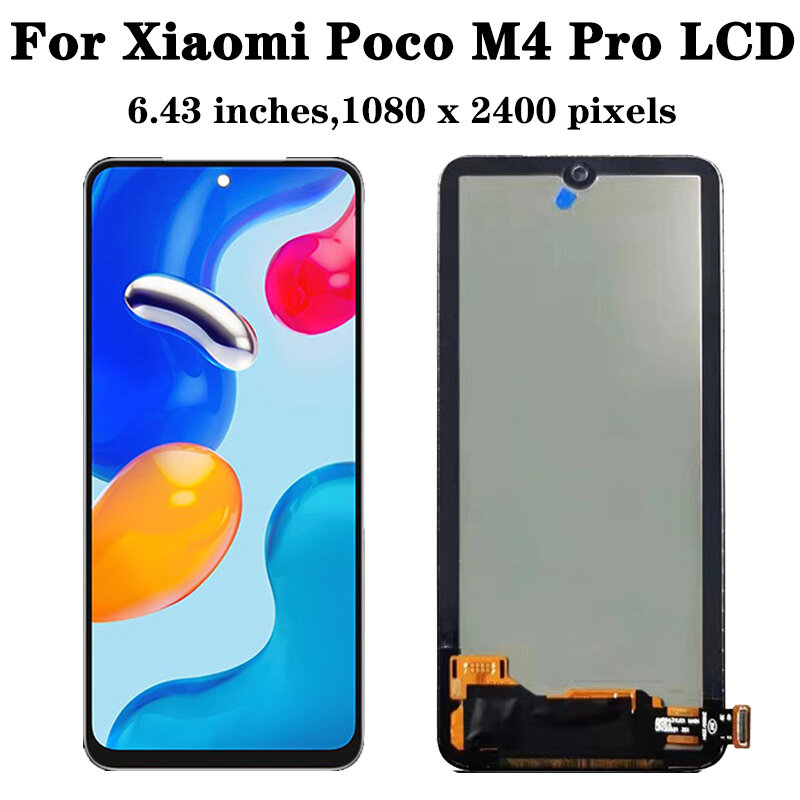 Сенсорный экран AMOLED 6,43 дюйма для Xiaomi Poco M4 Pro LCD 2201117PI 2201117PG MZB0B5VI, панель для Xiaomi Poco M4 Pro 4G LCD