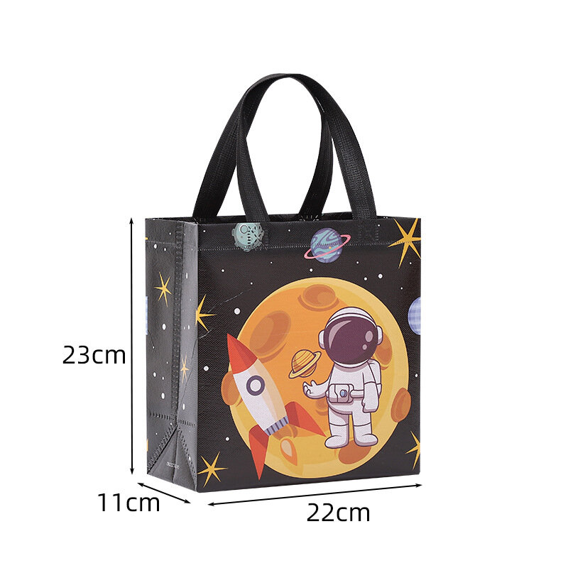 Сумка из нетканого материала для детей, многоразовая складная экологически чистая сумочка для покупок с изображением астронавтов, мешок для хранения продуктов