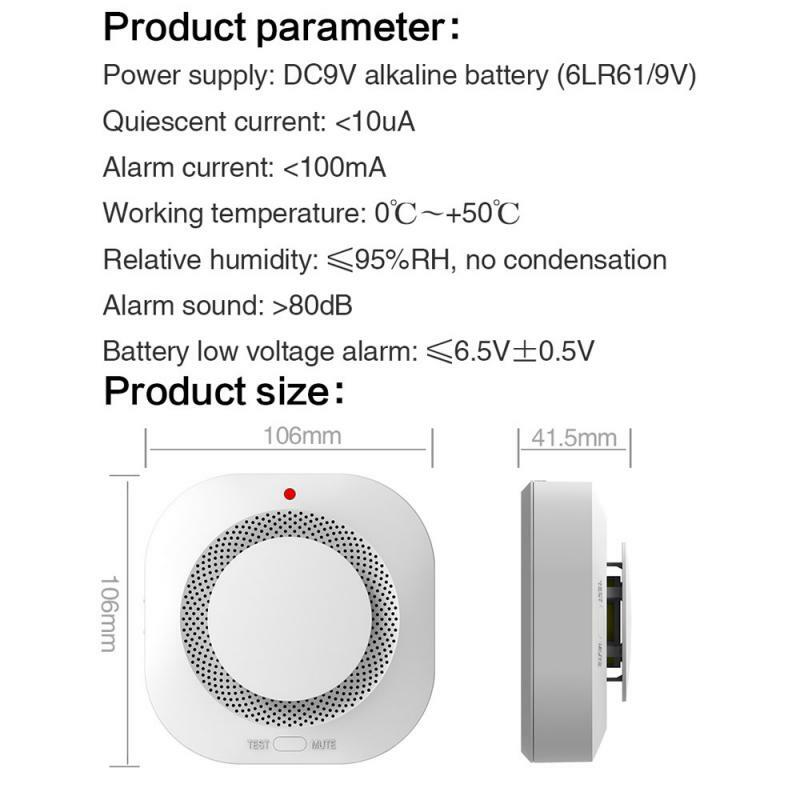 Xiaomi-Detector de humo inteligente Tuya con Wifi, Sensor de seguridad para el hogar, protección contra incendios, 90dB