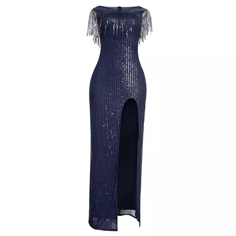 Europe, America and Africa 2023 New Evening Dress Large Size Sequin Slit Dress S9267