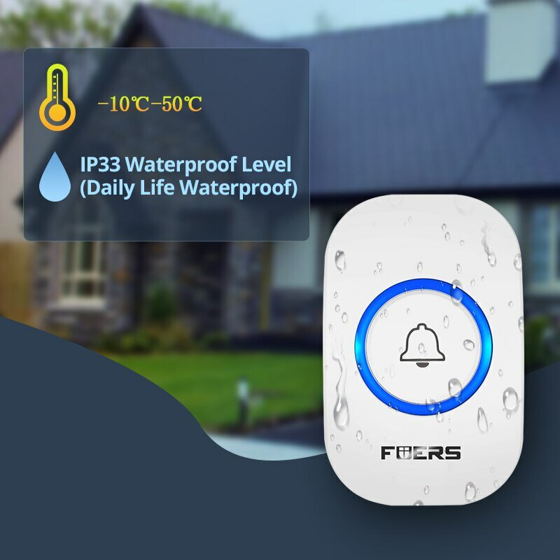 Fuers Wireless Doorbell Waterproof Welcome Chime Home Door Bell Intelligent 32 Songs Smart Alarm With Battery For Store Hotel