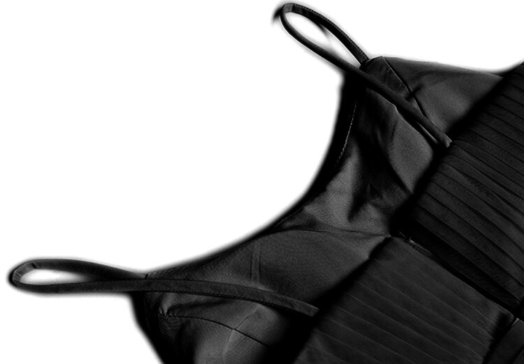 Schwarz tüll backless hosenträger rock plissiert taille puffy große schaukel prinzessin stil lange kleid sommer kleid