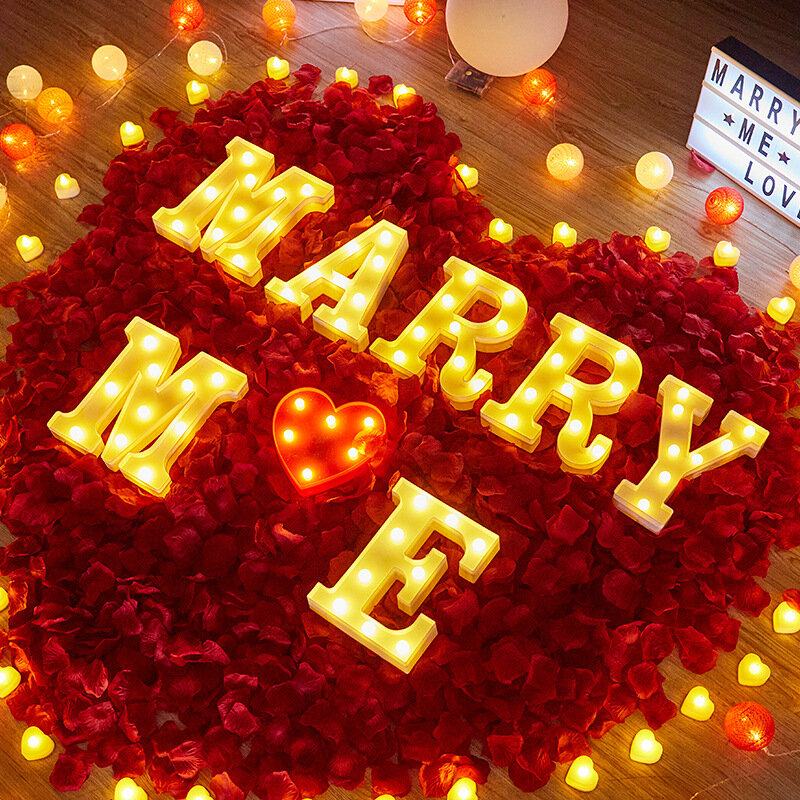 Lampe LED lumineuse avec combinaison de lettres anglaises, 16/22CM, 26 lettres, bricolage, décoration de demande de mariage, d'anniversaire