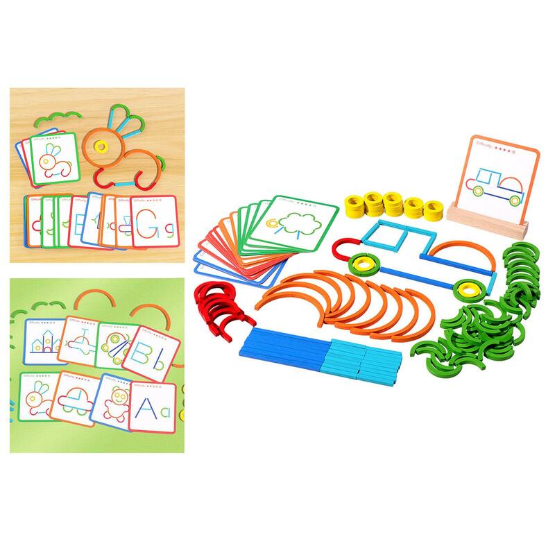 Bloques de patrón de madera para niños, juego de clasificación de colores, actividad de aprendizaje, coordinación mano-ojo, juego de rompecabezas de forma de juguete Montessori