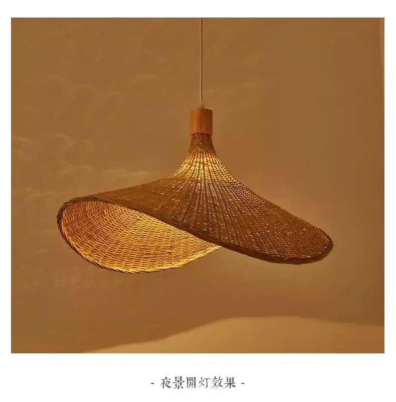 Lámpara de techo de mimbre de bambú clásica, luz colgante de punto hecha a mano, Lustre LED colgante, decoración de dormitorio y hogar
