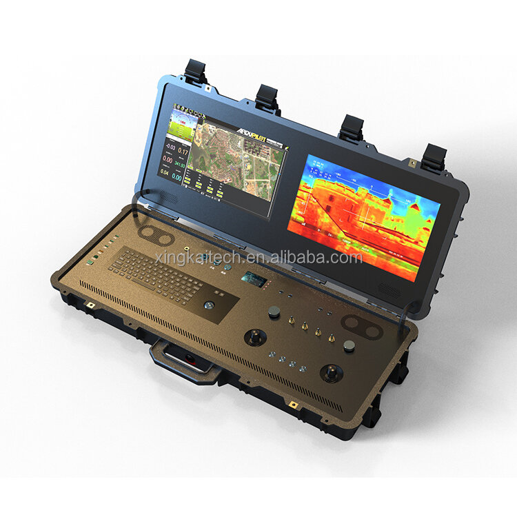 Agricultura Drone terra estação base controlador, destaque, Dual Touch Screen Display, sistema não tripulado, robusto computador de terra