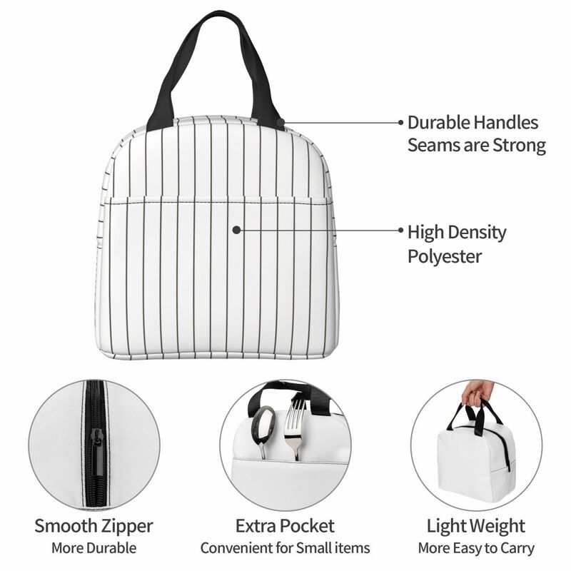 Stripe Pattern Lunch Bags Portable Insulated Oxford Cooler Thermal School Tote for Women Children