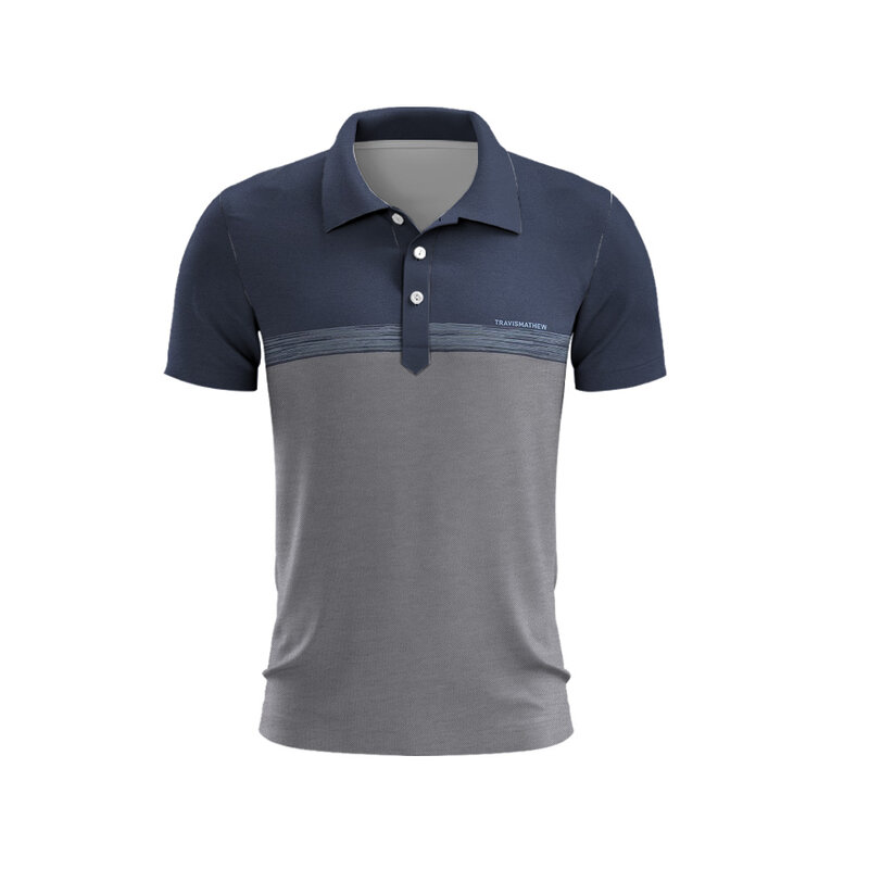Kaus Polo Golf pria, atasan kaus Golf desain garis-garis lama, cepat kering musim panas