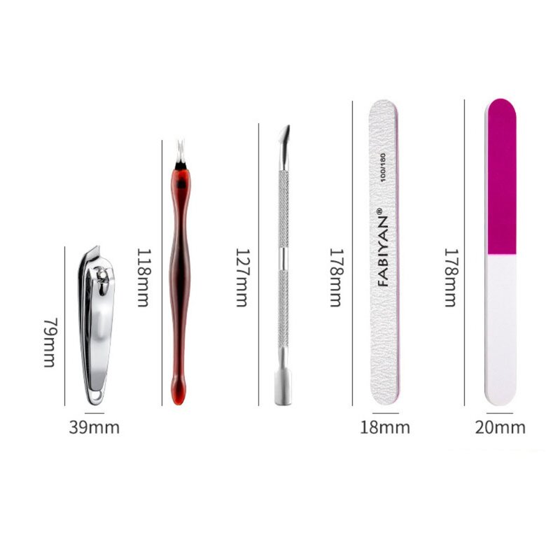 Professional Nail Brush Nail Remover Nail File Polishing Dead Skin Scissors Stainless Steel Manicure Tools Set