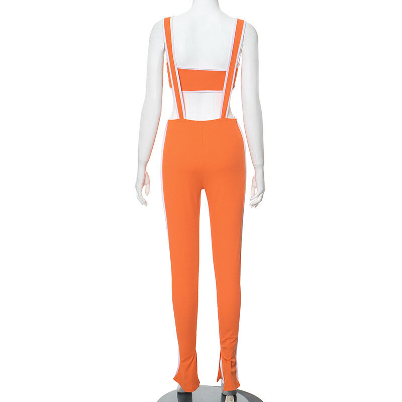 Комплект из эластичных брюк Sifreyr с открытой спиной, Универсальный спортивный повседневный костюм контрастных цветов, без бретелек, с высокой талией