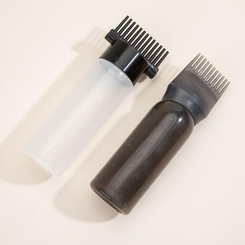 Botol aplikator sisir akar rambut, 2 buah botol kosong dengan alat pelubang dan aplikator minyak rambut untuk Salon
