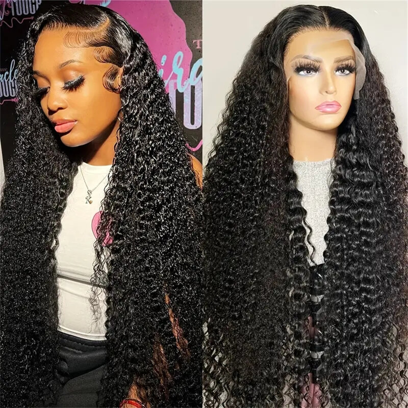 Бразильский кружевной передний парик с глубокой волной, искусственные вьющиеся волосы, 13x4 Hd, прозрачный кружевной передний парик для черных женщин