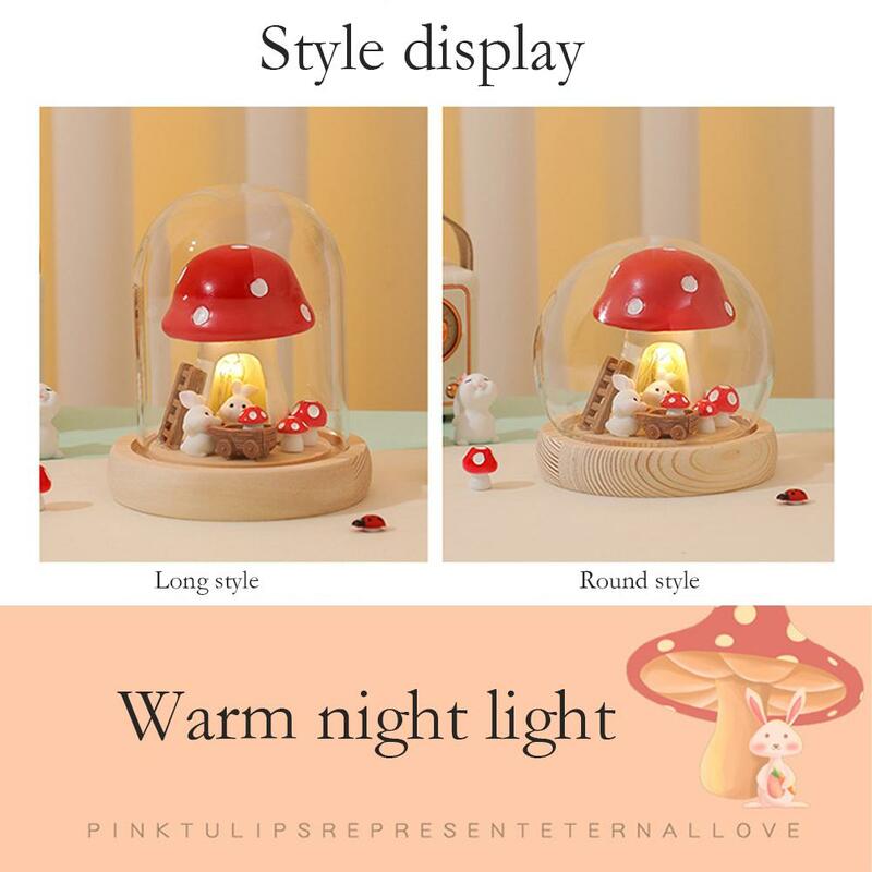 DIY Handmade Rabbit Mushroom Night lights Creative Material Bag Night lamp For Decoration Bedroom Home Decorative Festival D1W8