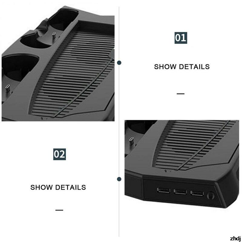 Radiator Konsol Game untuk PS5 + Pegangan Dasar Pengisian untuk PS5 Dua Dalam Satu Termasuk Dua Port Pengisian Daya untuk Pengontrol DualSense
