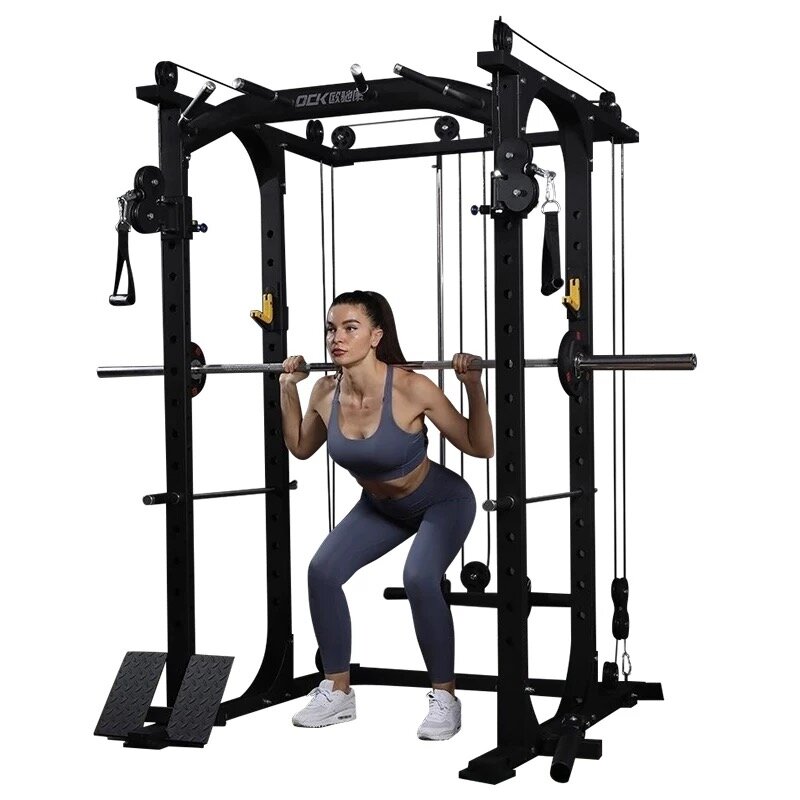 Profissional Agachamento Rack Exercício Cabo Workout Máquina, Gaiola De Poder De Fitness, Multifuncional Smith Máquina, Home Gym Equipamento