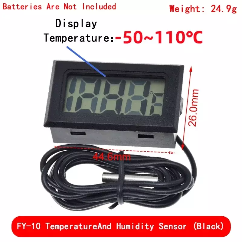 ปรอทวัดไข้ดิจิตอล LCD ขนาดเล็กใช้สำหรับเครื่องวัดความชื้นอุณหภูมิ-50-110 ℃ เซ็นเซอร์ตู้เย็นในร่มและกลางแจ้ง