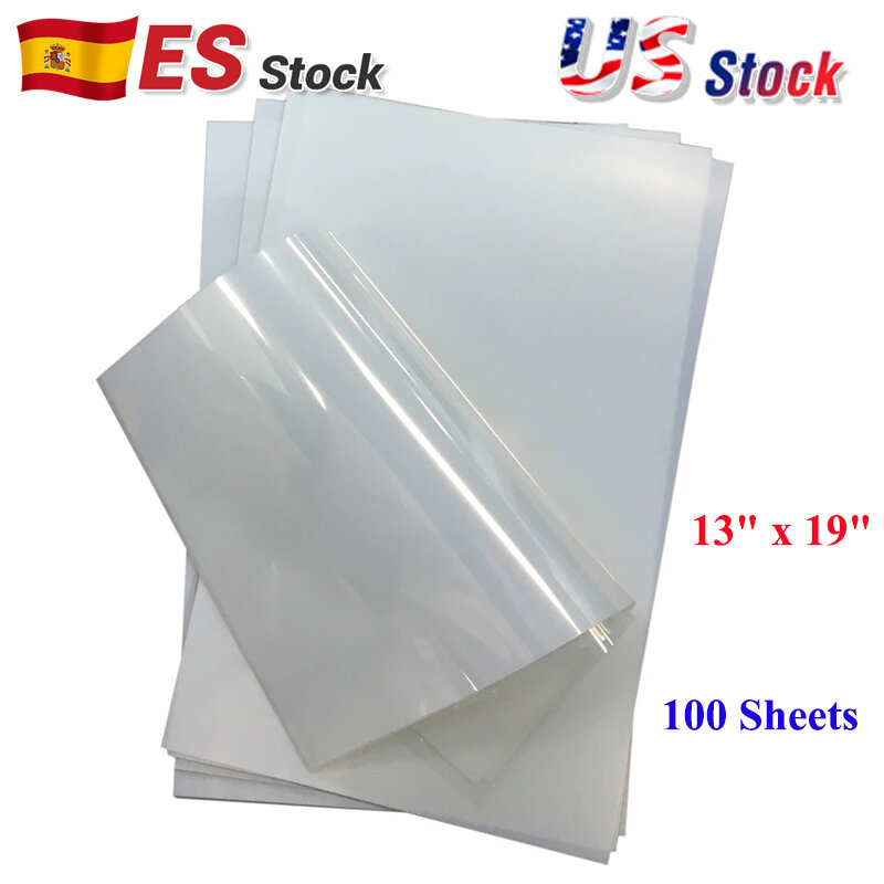 Paquete de película transparente lechosa de inyección de tinta, impermeable, 13 "x 19", disponible en EE. UU., España y AU, entrega rápida, 100 hojas
