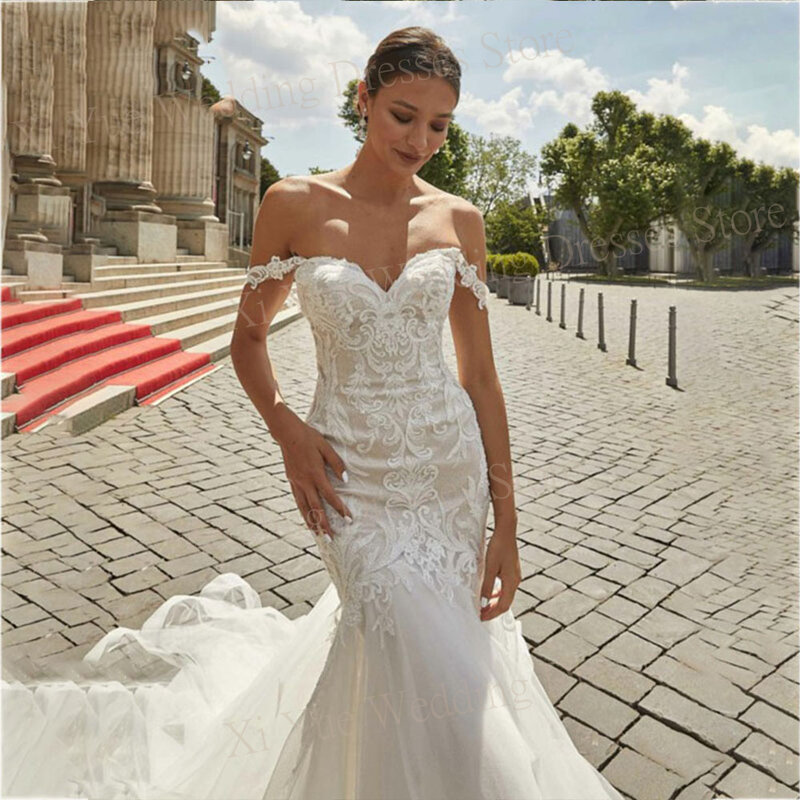 Elegant Modern Mermaid Sweetheart Wedding Dresses Appliques Lace Backless Bride Gowns Off The Shoulder Vestidos De Novia 2024