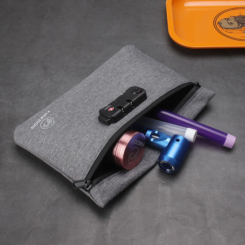 Firepog tas penyimpanan portabel, tas perlindungan bau rokok dengan kunci perjalanan