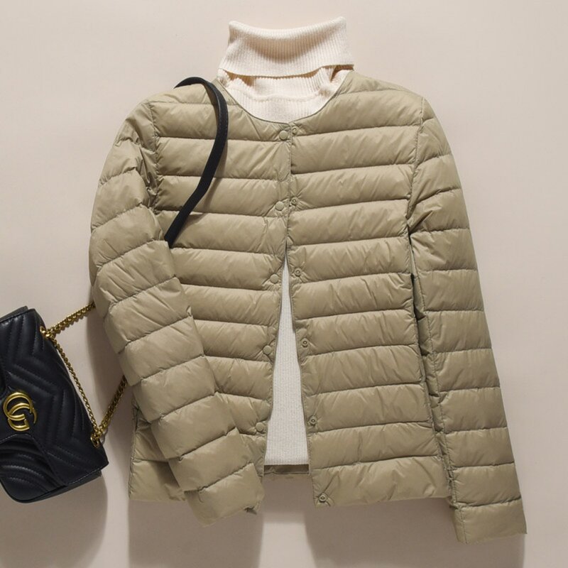 여성용 2023 다운 재킷, 초경량 90% 화이트 덕 다운 코트, 캐주얼 경량 따뜻한 퍼퍼 재킷, 겉옷, 가을, 겨울