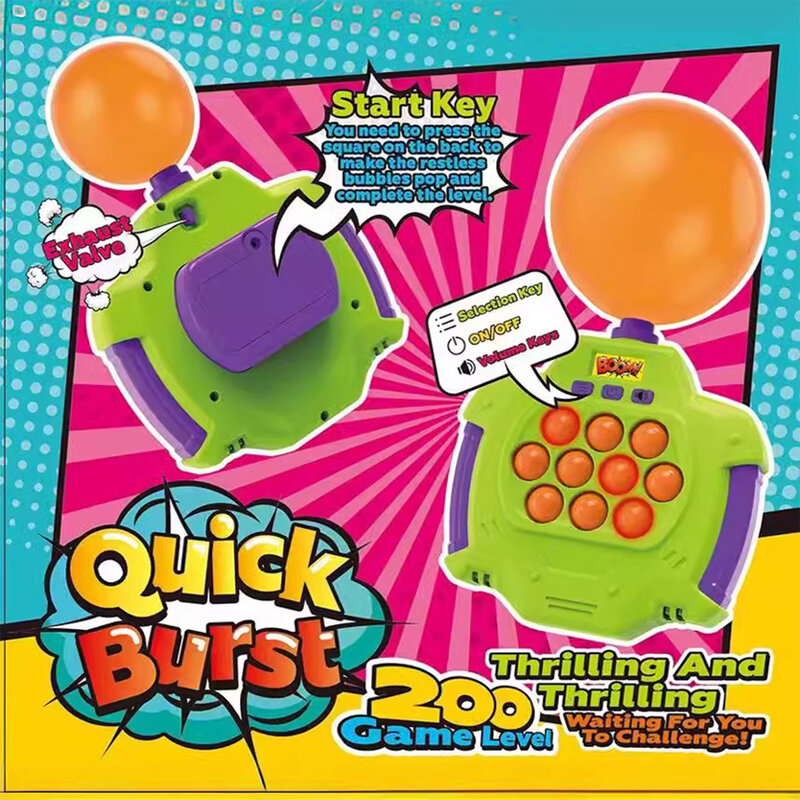Quick Push Bubbles Game Machine Novelty Anti-Anxiety Push Bubble Pump Balloon Sensory Toys for Kids Adults Anxiety Stress Relief