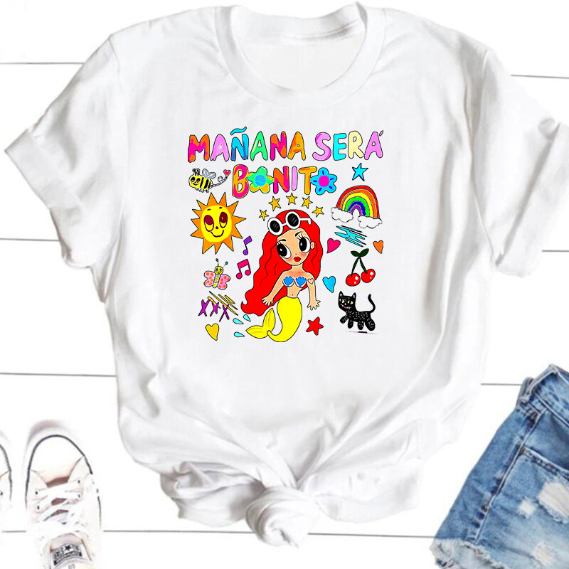 Manana Sera Bonito 여성용 반팔 티셔츠, Karol G Merch Music, 내일이면 멋진 티셔츠, 트렌드 Sirena 티, 스트리트웨어