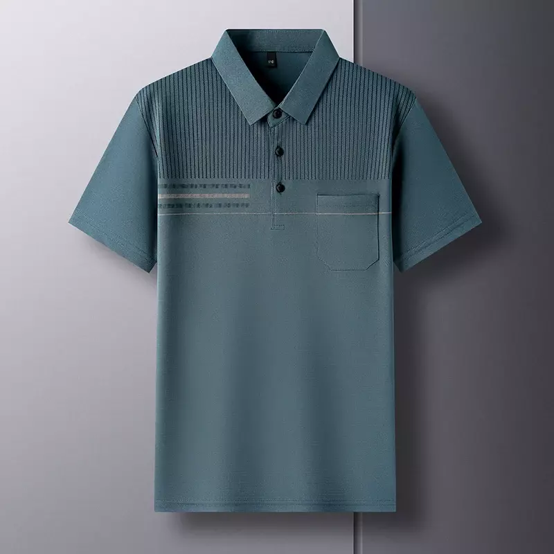 Herren T-Shirt Sommer nahtlose Slim Fit Mode vielseitige echte Tasche kurz ärmelig