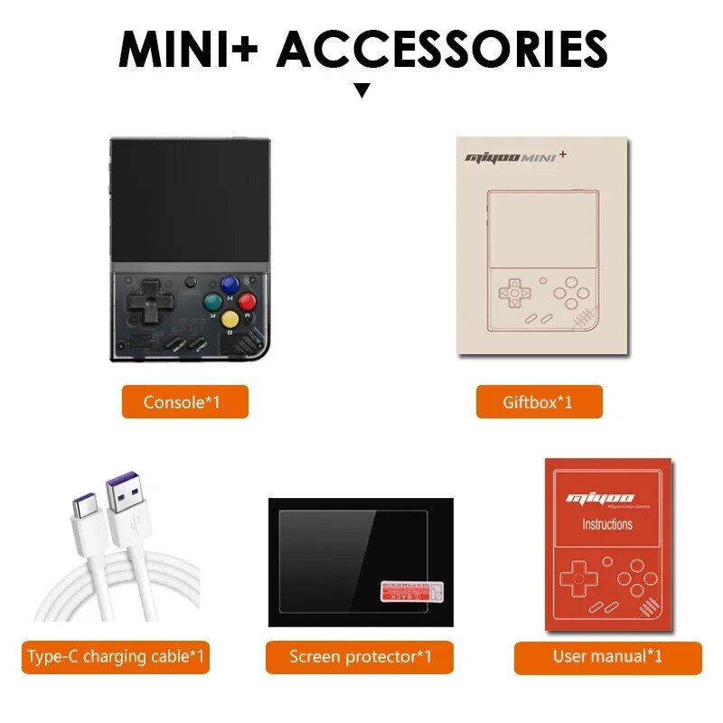 Miyoo-ミニプラスポータブルレトロなゲームコンソール、V2ミニ + ipsスクリーン、古典的なビデオゲームコンソール、linuxシステム、子供のギフト