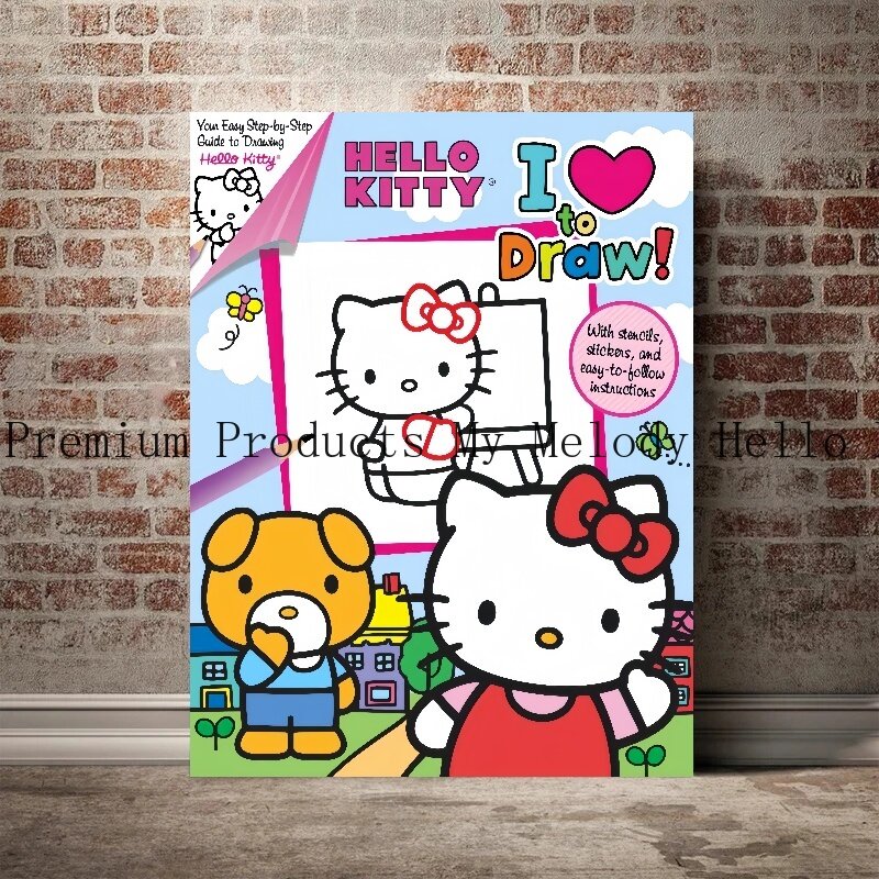 Постер аниме периферийный Санрио, Постер Hello Kittys, современное мультяшное настенное искусство, холст, рисунок, напечатанная картина комната, домашний декор, подарок