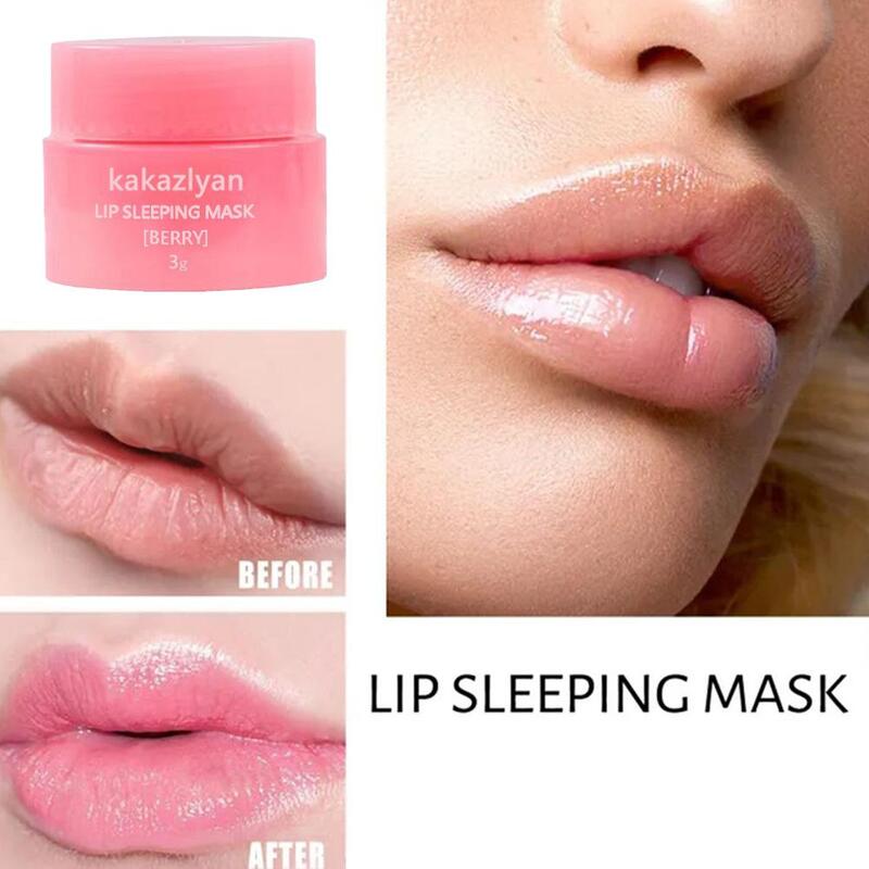 Mascarilla facial para dormir, 3g, coreana, hidratante, brillo de labios, crema blanqueadora, nutritiva, cuidado de labios, fresa