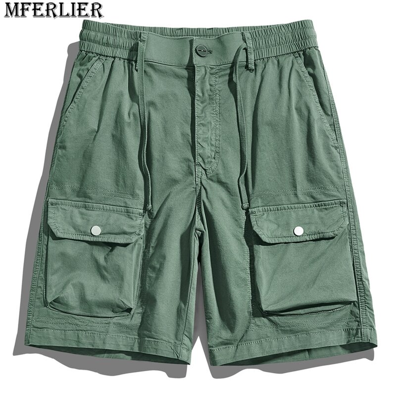 Sommers horts Männer einfarbige Baumwoll shorts grün schwarz Mode lässig Tasche Cargo Shorts männlich