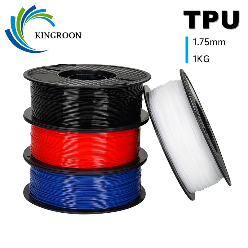 KINGROON 3D Printer Filament TPU 1KG 1.75mm Soft Flexible 3D Printing Material High Resilience TPU Plastic Net Weight 1kg/roll