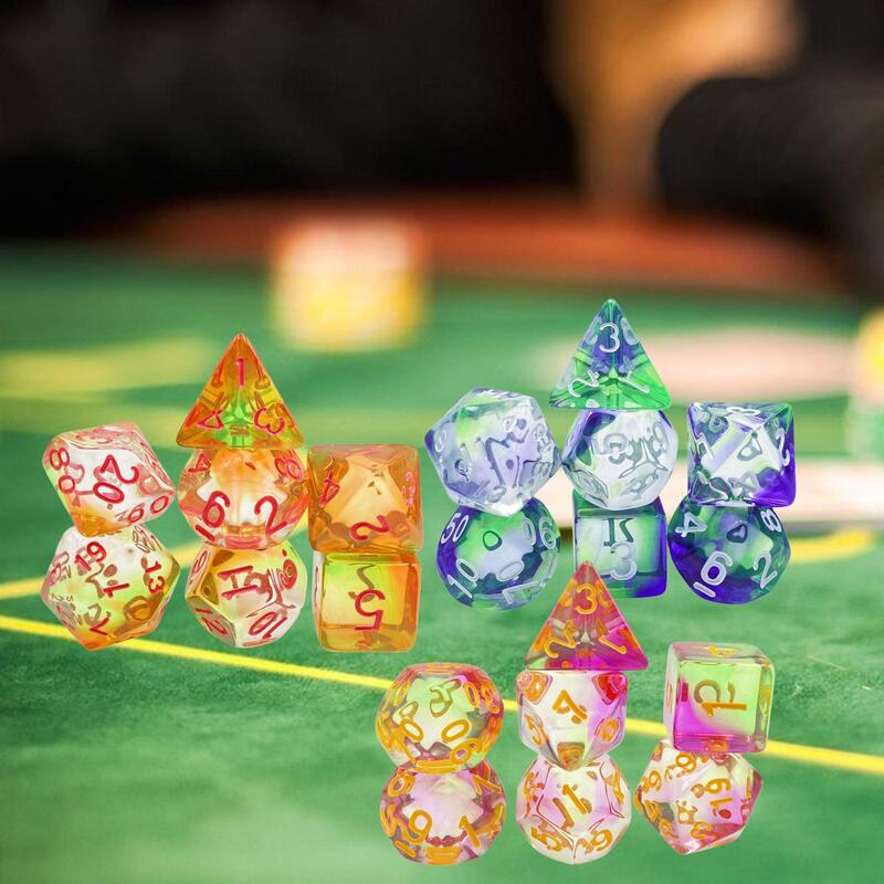 Set di dadi poliedrici da 7 pezzi dadi acrilici per giochi da tavolo Party