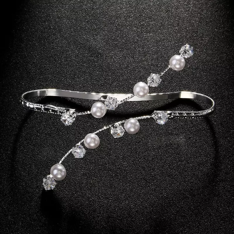 XSBODY perła bransoletka z palmami dla kobiet Rhinestone Charms Y2k elegancka akcesoria dla nowożeńców ślubna luksusowa biżuteria Girl Party prezenty