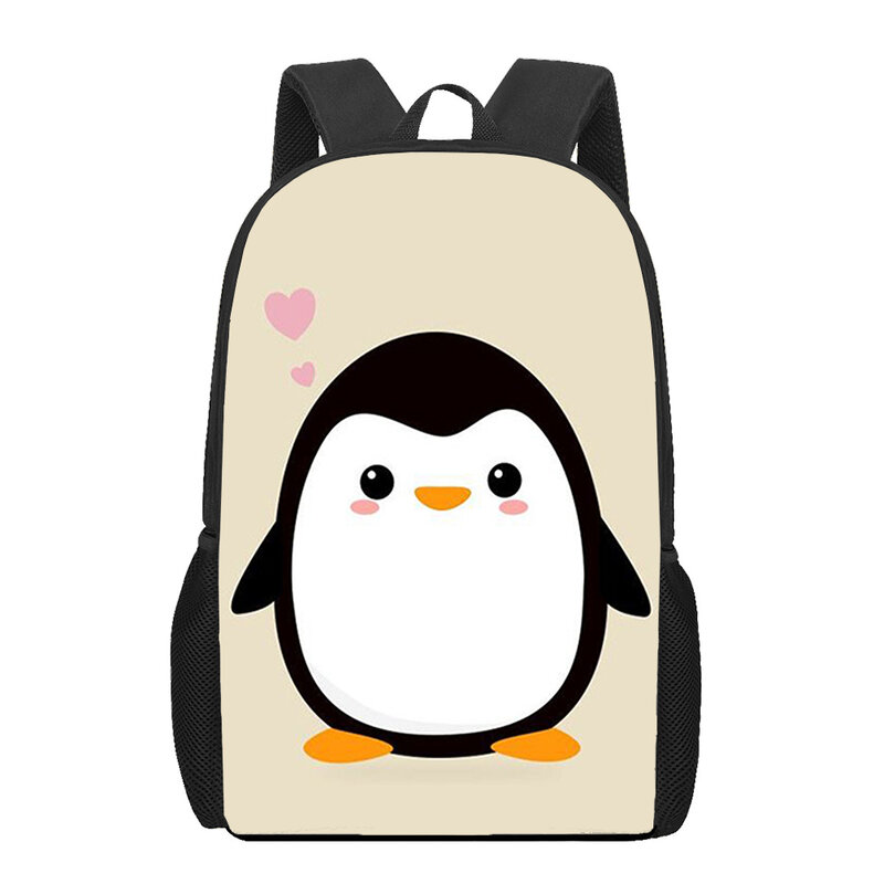 男の子と女の子のためのペンギンのプリントバッグ,描画付きのバッグ,10代の学生のためのカジュアルな旅行用ショルダーバッグ
