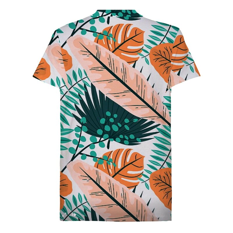 Kaus motif bunga ukuran besar motif 3D Hawaii musim panas pria pakaian Harajuku Y2k liburan jalanan kasual tropis untuk pantai pola tanaman