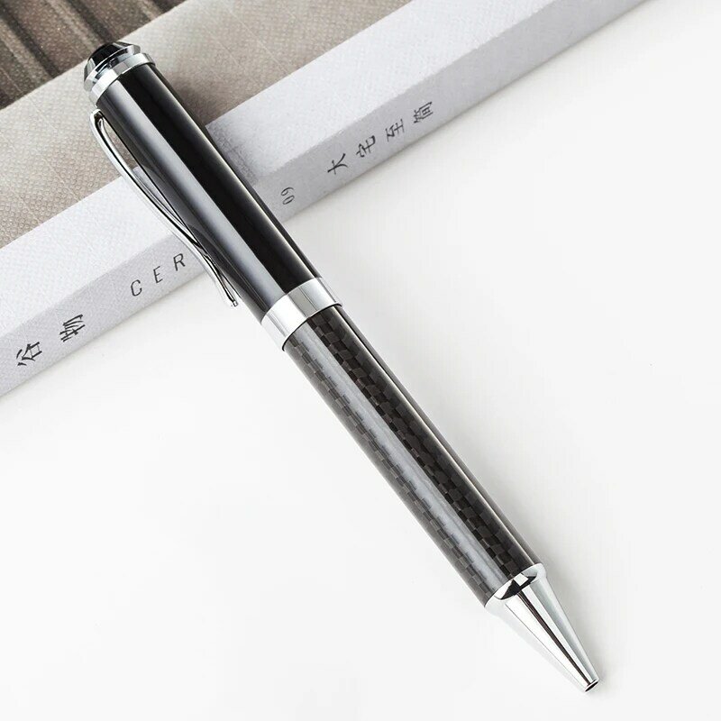 Penna a sfera a rullo in metallo in fibra di carbonio di marca penna per scrittura regalo firma da uomo d'affari acquista 2 invia Giift