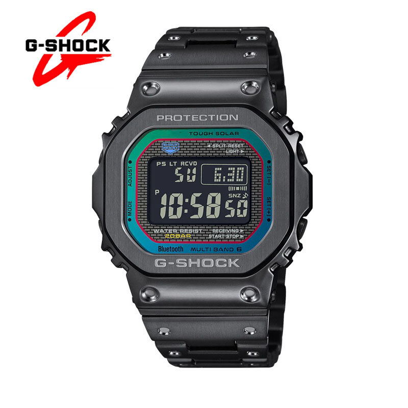G-SHOCK GMW-B5000 남성용 다기능 쿼츠 시계, 작은 사각형, 야외 스포츠, 충격 방지 스테인레스 스틸, 듀얼 디스플레이