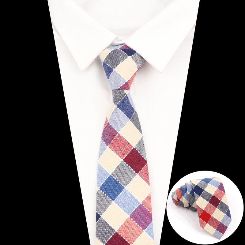 男性と女性のための柔らかい綿の市松模様の縞模様のネクタイ,カラフルな結婚式のネクタイ,パーティーやオフィスのためのカジュアルなアクセサリー