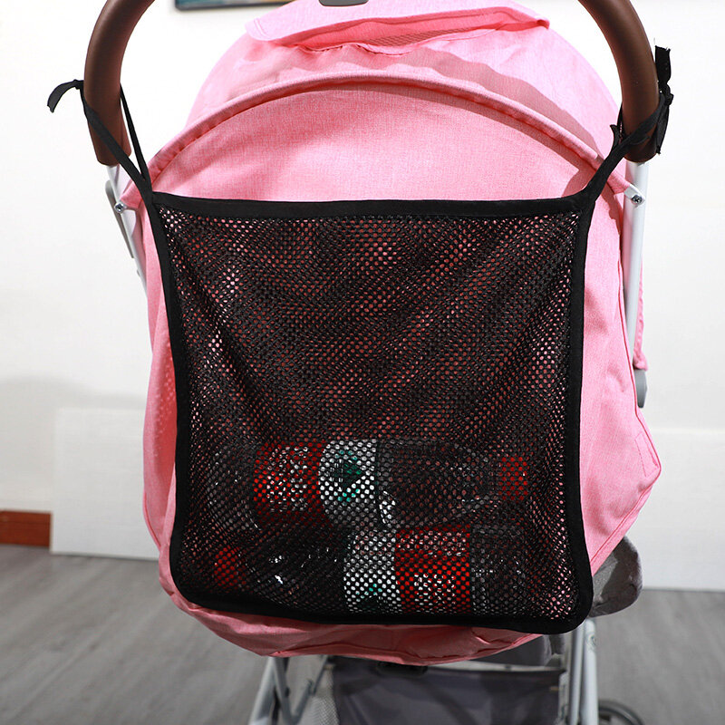 Bolsa colgante de almacenamiento para cochecito de bebé, accesorios universales, bolsas de malla de gran capacidad