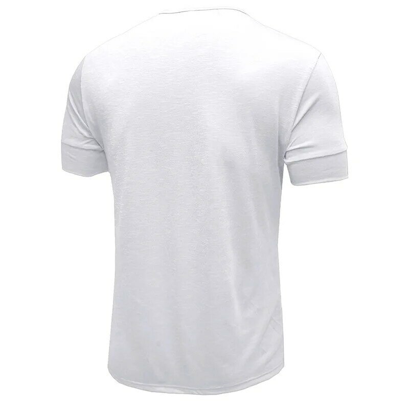 Sommer Herren gestrickte T-Shirts Henry Kragen Kurzarm Tops Baumwolle weiche und elastische T-Shirts große US-Größen Kleidung 2xl