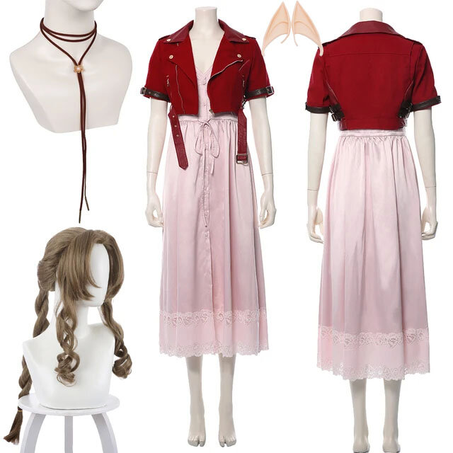 Vestido de Cosplay de Aerith Gainsborough para mujer y niña, traje de Final Fantasy VII, chaqueta, trajes para fiesta de Halloween, ropa de juego de rol