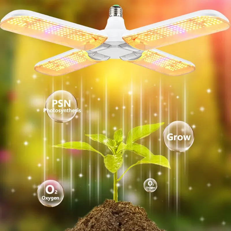 Luz LED plegable de espectro completo para cultivo de plantas de interior, lámpara Phyto E27, SMD2835, 24W, 36W, 48W, para jardín