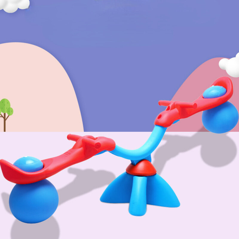 Mainan anak-anak papan jungkat-jungkit dapat diputar 360 °, sistem perasa dalam ruangan keluarga, papan jungkit desain bola elastis dua orang