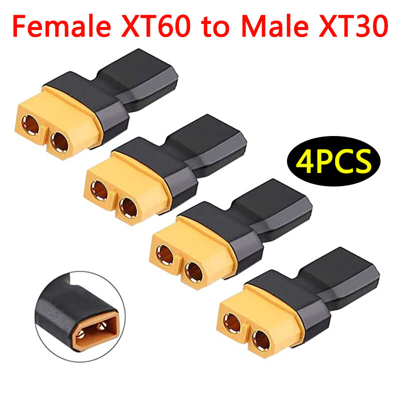 4Pcs XT60 Om XT30 Plug Vrouwelijke Mannelijke Adapter Converter Voor Fpv Drone Rc Lipo Nimh Battery Charger Esc (2 Stuks Mannelijke XT60 Om Vrouwelijke Xt