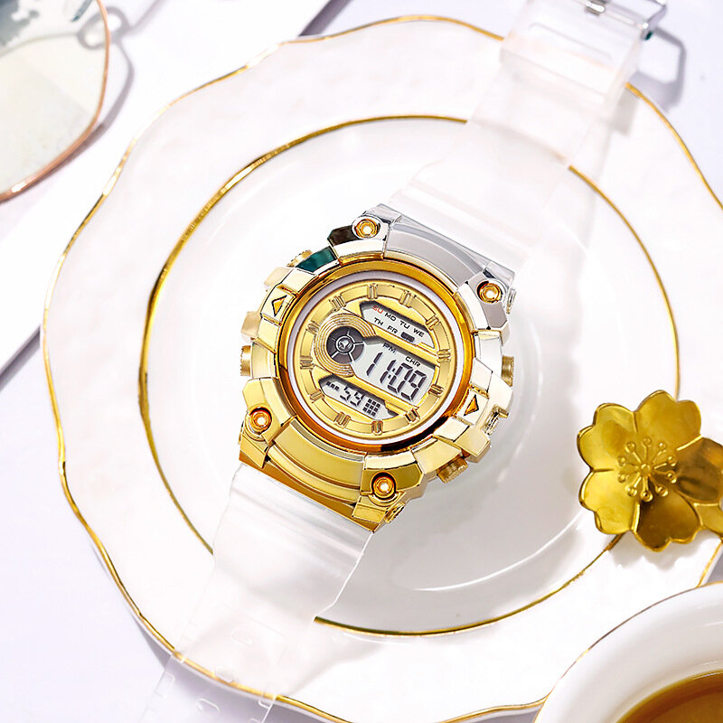 그라데이션 컬러풀 여성 시계, 빛나는 캐주얼 디지털 스포츠 시계, 선물 시계, LED 소녀 연인 손목시계, 패션 여성 시계
